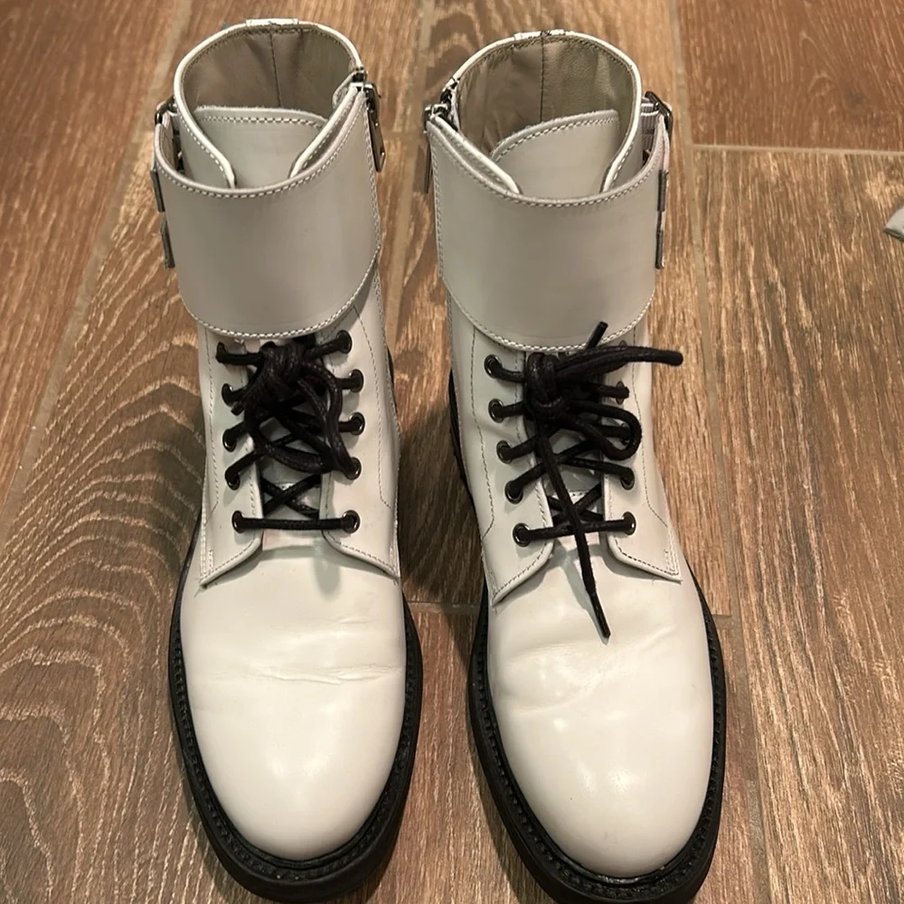 ALLSAINTS white leather brigade combat boot - Picture 3 of 7